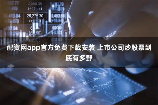 配资网app官方免费下载安装 上市公司炒股票到底有多野